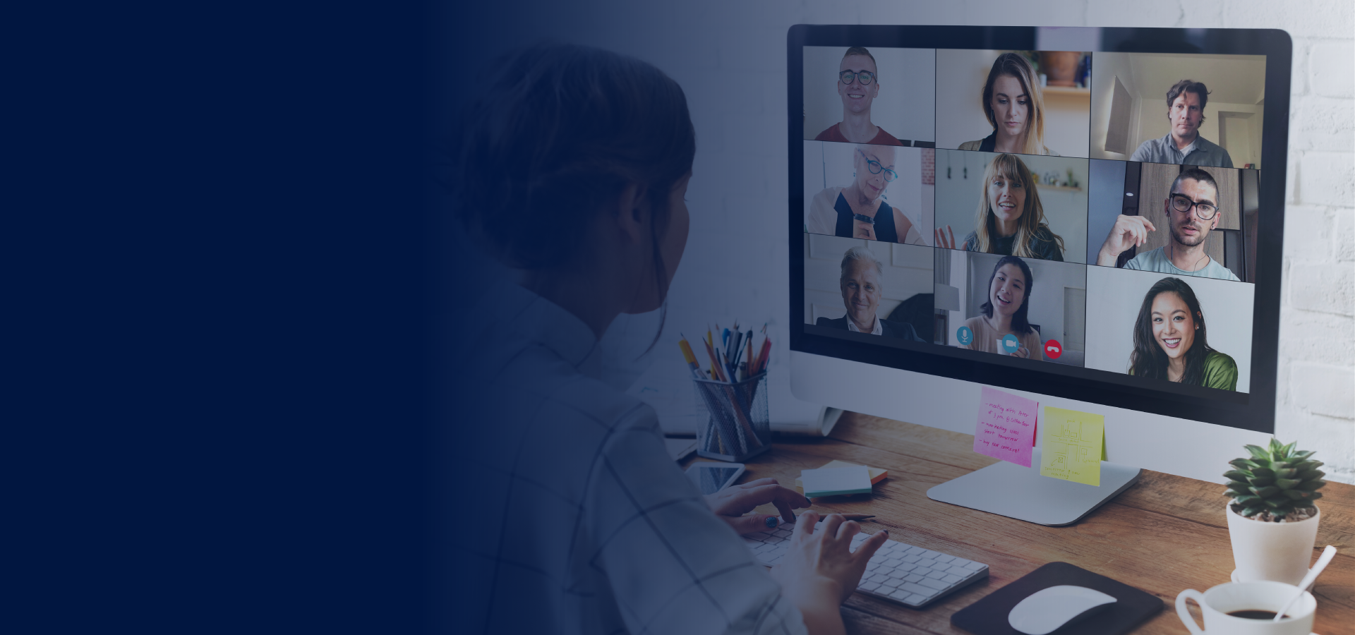 Owner-operator on a video call with a dedicated remote team